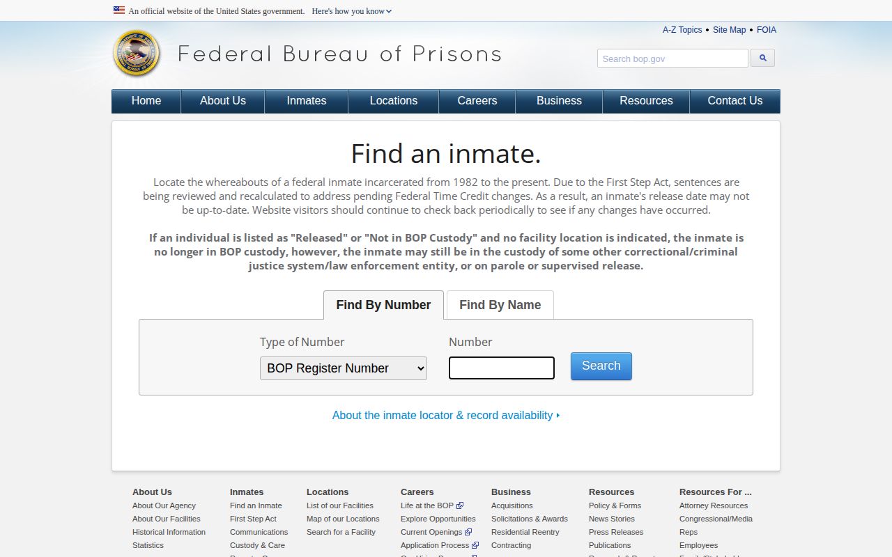 Federal BOP locator for inmates released in Oregon