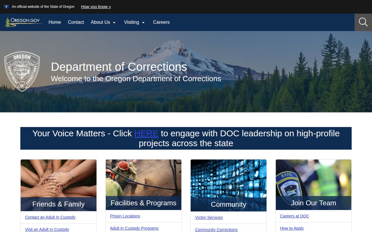 Oregon Department of Corrections source for Oregon released inmates